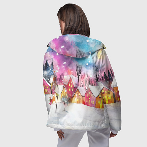 Женская ветровка Новогодний ночной дворик / 3D-Черный – фото 4