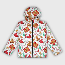 Ветровка с капюшоном женская Новогодний паттерн 2025, цвет: 3D-черный