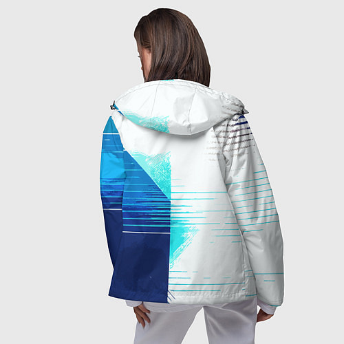 Женская ветровка Горизонтальные полосы на сине-белом фоне / 3D-Черный – фото 4