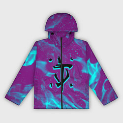 Ветровка с капюшоном женская Doom neon flame, цвет: 3D-черный