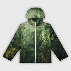 Ветровка с капюшоном женская Зеленый камуфляж с эффектом старины, цвет: 3D-белый