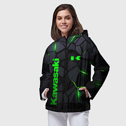 Ветровка с капюшоном женская Kawasaki - плиты с эффектом свечения, цвет: 3D-черный — фото 2