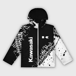 Ветровка с капюшоном женская Kawasaki - следы от шин, цвет: 3D-белый