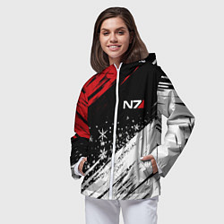 Ветровка с капюшоном женская Mass Effect - Merry Christmas, цвет: 3D-белый — фото 2