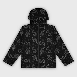 Ветровка с капюшоном женская Геометрические змеи паттерн, цвет: 3D-черный
