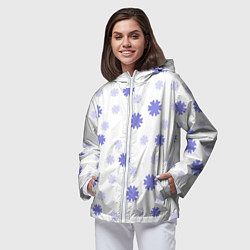 Ветровка с капюшоном женская Зимний узор со снежинками, цвет: 3D-белый — фото 2