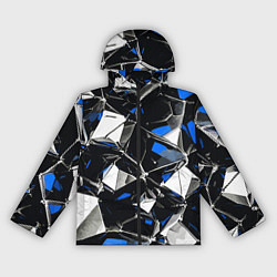 Ветровка с капюшоном женская Сине-белый паттерн на чёрном фоне, цвет: 3D-черный