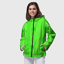 Ветровка с капюшоном женская Закулисье зелёные обои, цвет: 3D-черный — фото 2