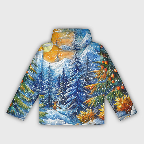 Женская ветровка Новогодние елки в лесу масляные краски / 3D-Белый – фото 2