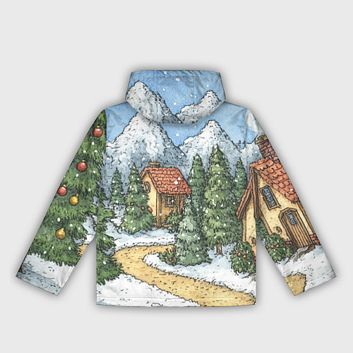 Женская ветровка Новогодний пейзаж / 3D-Белый – фото 2