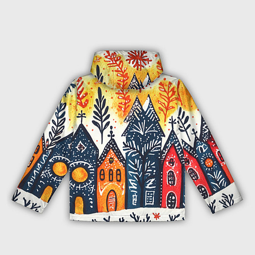 Женская ветровка Разноцветные новогодние дома / 3D-Белый – фото 2
