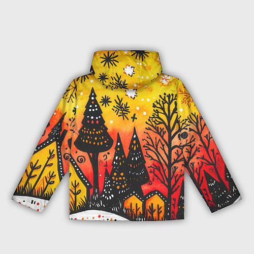 Женская ветровка Елочки на фоне оранжевого неба / 3D-Белый – фото 2