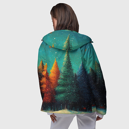 Женская ветровка Разноцветные елочки / 3D-Черный – фото 4