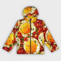 Ветровка с капюшоном женская Яичница-глазунья, цвет: 3D-черный
