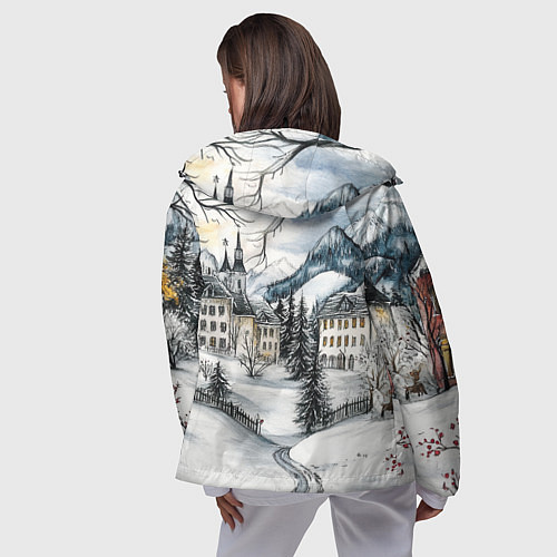 Женская ветровка Заснеженный старый город / 3D-Черный – фото 4