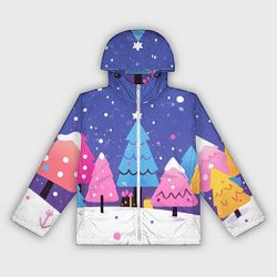 Ветровка с капюшоном женская Милые разноцветные елочки, цвет: 3D-белый