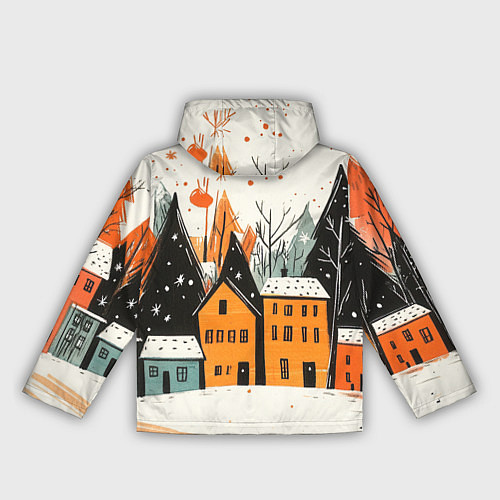 Женская ветровка Оранжевые зимние домики / 3D-Белый – фото 2