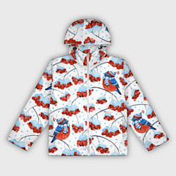 Ветровка с капюшоном женская Снегири в шапочках на рябине, цвет: 3D-белый