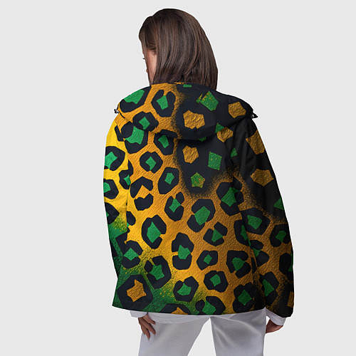 Женская ветровка Зеленые и золотые пятна леопарда / 3D-Черный – фото 4
