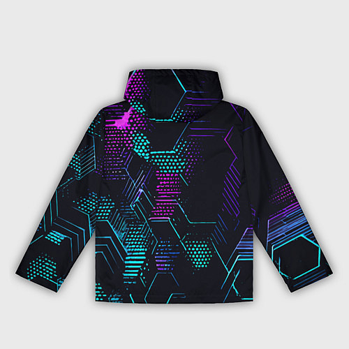 Женская ветровка Розово-голубые точки и линии на чёрном фоне / 3D-Белый – фото 2