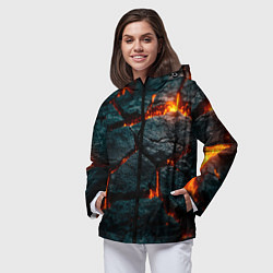 Ветровка с капюшоном женская Скала и лава, цвет: 3D-черный — фото 2