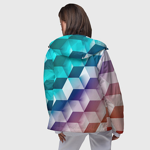 Женская ветровка Объёмные разноцветные градиентные кубы / 3D-Черный – фото 4
