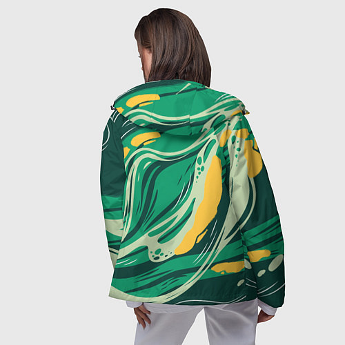 Женская ветровка Абстрактные полосы в зелёных тонах / 3D-Черный – фото 4
