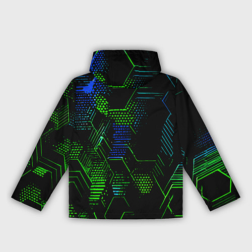 Женская ветровка Сине-зелёные точки и линии на чёрном фоне / 3D-Белый – фото 2