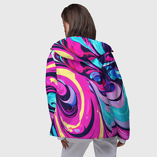 Женская ветровка Сине-розовый узор / 3D-Черный – фото 4