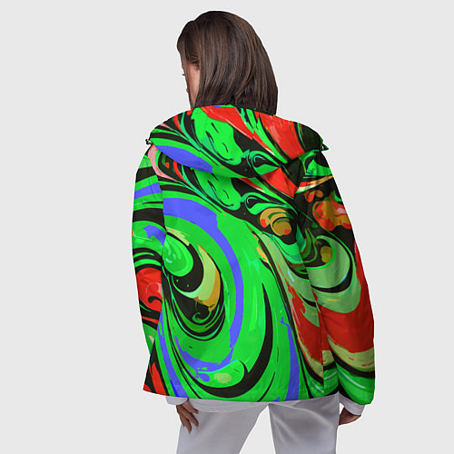 Женская ветровка Красно-зелёный узор / 3D-Черный – фото 4