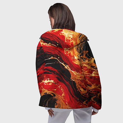 Женская ветровка Красно-золотые брызги на чёрном фоне / 3D-Черный – фото 4