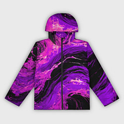 Ветровка с капюшоном женская Фиолетовые брызги на чёрном фоне, цвет: 3D-черный