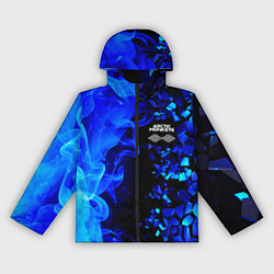 Ветровка с капюшоном женская Arctic Monkeys - синий огонь и плиты, цвет: 3D-черный