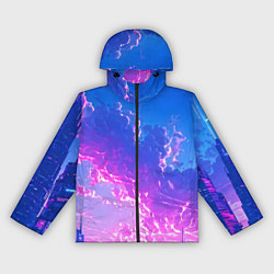 Ветровка с капюшоном женская Розовые тучи на голубом небе киберпанк, цвет: 3D-черный