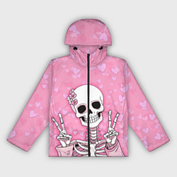 Ветровка с капюшоном женская Скелет-милашка, цвет: 3D-черный