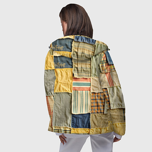 Женская ветровка Пэчворк в желтых оттенках / 3D-Черный – фото 4