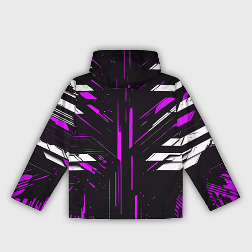Женская ветровка Фиолетово-белые полосы и точки на чёрном фоне / 3D-Черный – фото 2