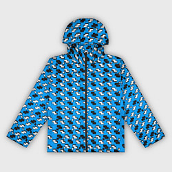 Ветровка с капюшоном женская Чёрно-белые фигуры на синем фоне, цвет: 3D-черный