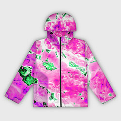 Ветровка с капюшоном женская Розово-зелёная абстракция, цвет: 3D-черный
