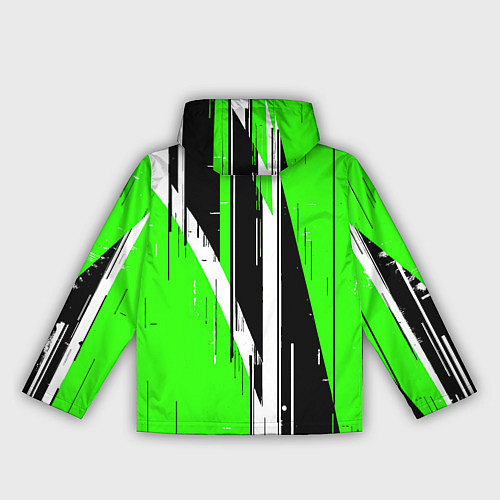Женская ветровка Чёрно-белые вертикальные полосы на зелёном фоне / 3D-Черный – фото 2