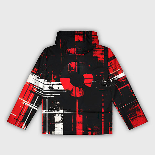 Женская ветровка Красно-белый гранж на чёрном фоне / 3D-Черный – фото 2