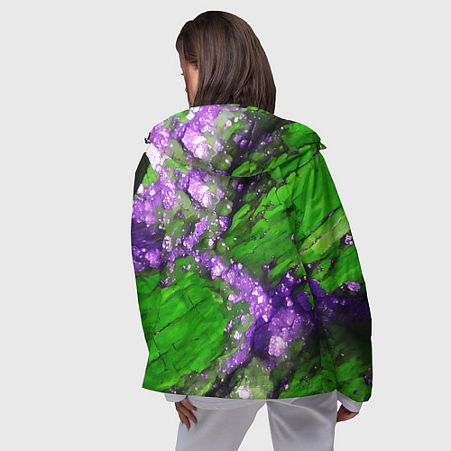 Женская ветровка Фиолетовый минерал в зелёном камне / 3D-Черный – фото 4