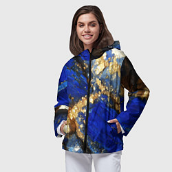 Ветровка с капюшоном женская Золотой минерал в синем камне, цвет: 3D-черный — фото 2