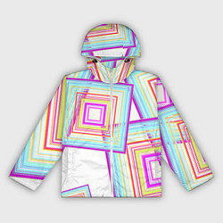 Ветровка с капюшоном женская Абстрактные квадраты, цвет: 3D-белый