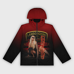 Ветровка с капюшоном женская Девушка и Lamborghini, цвет: 3D-черный
