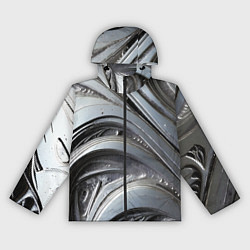Ветровка с капюшоном женская Полированный серебряный металл, цвет: 3D-черный