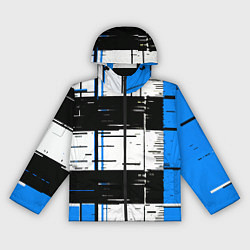 Ветровка с капюшоном женская Синие и чёрные полосы на белом фоне, цвет: 3D-черный