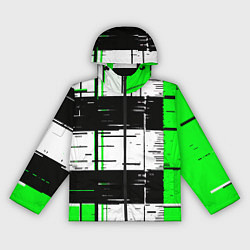 Ветровка с капюшоном женская Зелёные и чёрные полосы на белом фоне, цвет: 3D-черный