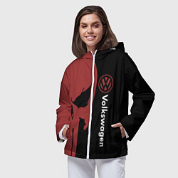 Ветровка с капюшоном женская Volkswagen и череп, цвет: 3D-белый — фото 2