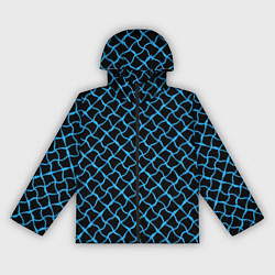 Ветровка с капюшоном женская Чёрный и голубой искажённые полосы, цвет: 3D-черный
